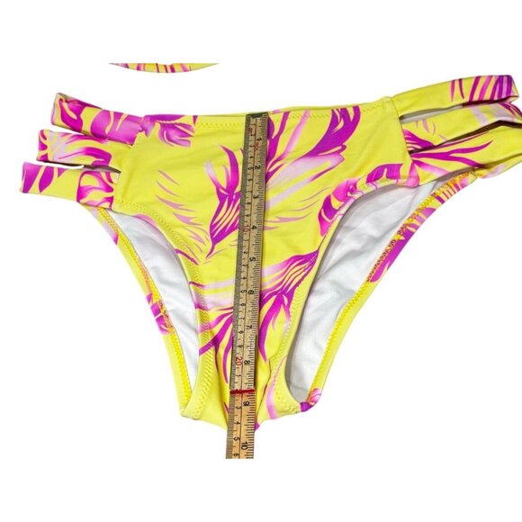 Yellow & Pink Tropical Print Bikini Set With Cutout Details Size M Fashion Nova - Picture 8 of 11